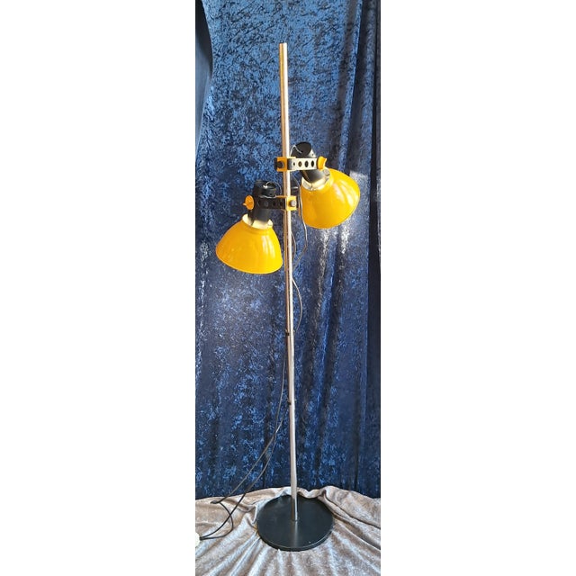 Vintage Floor Lamp with Yellow Clamp Shades on a Chrome-Plated Metal Frame from Temde-Leuchten, 1970s For Sale - Image 3 of 10