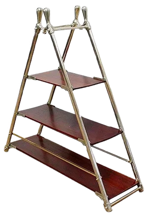 Solid Mahogany and Chrome Metal Boat Shelf, 1920s
