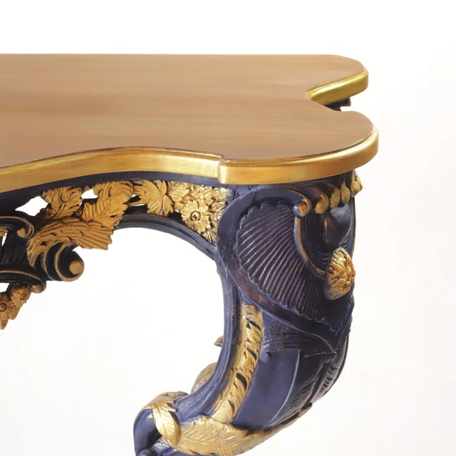 Wood 20th Century French Louis XV Rococo Style Side Table and Console Table For Sale - Image 7 of 13