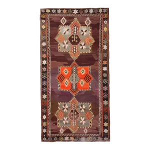 Large Vintage Turkish Kars Kilim Rug