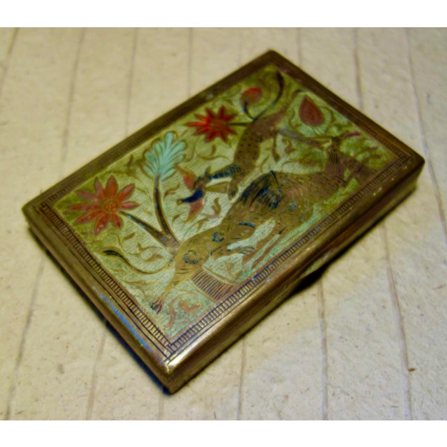Persian Late 19th Century Enameled Brass Persian Hinged Box For Sale - Image 3 of 12