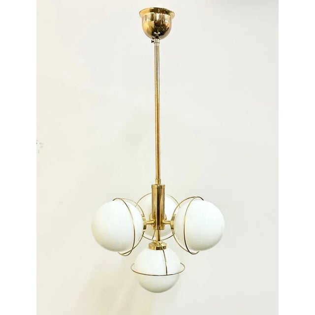 Metal German Brass 3-Arm Chandelier from Leola, 1980s For Sale - Image 7 of 7