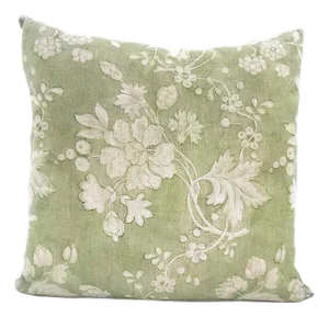 Handmade Linen 20x20 Decorative Throw Pillow With 100% Feather Insert in Floral Motif