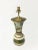 Vase shaped lamp with painted depiction of eastern european palaces on a river's edge. With a double headed eagle emblem...