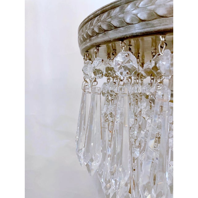 Silver 1950s Italian Pewter Frame Upside Down Layered Chandelier For Sale - Image 8 of 10