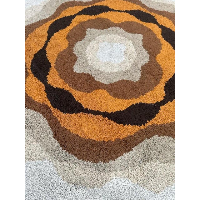 Vintage French Round Hand-Knotted Cogolin Rug, 1960s For Sale - Image 6 of 18