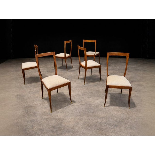 Set of Six Sculptural Dining Chairs in Caviuna & Bouclé by Giuseppe Scapinelli, Brazil, 1950s For Sale - Image 10 of 16