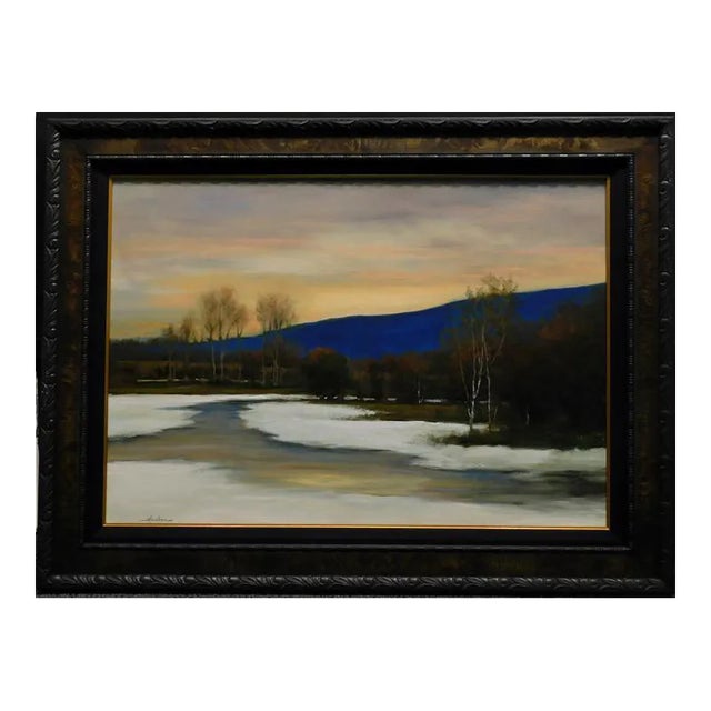 "Serenity" Contemporary Rustic Landscape Oil Painting by Dennis Sheehan, Framed For Sale