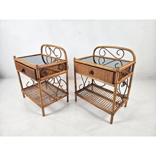 Vintage Bamboo Nightstands, Indonesia, 1970s, Set of 2 For Sale - Image 6 of 8