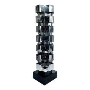 Late 20th Century Curtis Jere Stacked Chrome Geometric Skyscraper Lamp, Signed, Working Condition