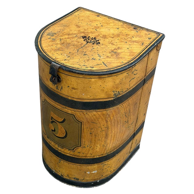 Rustic European Huge Antique Painted Tole Tea Caddy or Flour Bin For Sale - Image 3 of 4