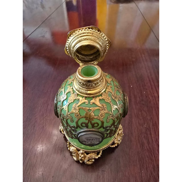 Jade Antique Orientalist Jade Opaline Glass Perfume Bottle For Sale - Image 8 of 11