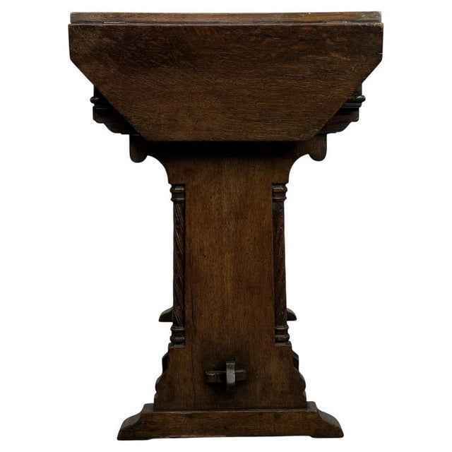 20th Century Gothic Revival English Oak Side Table For Sale - Image 15 of 17