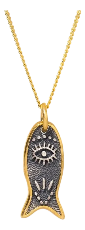 Abundance Fish Pendant Evil Eye Sterling Silver Necklace