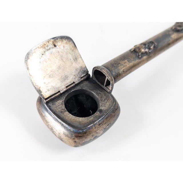 19th Century Japanese Meiji Silver Yatate Writing Set With Oni Masks For Sale - Image 13 of 14
