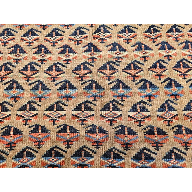 Vintage Persian Kurdish Bidjar Gallery Rug, Hand-Knotted Wool, Allover Paisley Design, Camelhair & Blue, 5x12 For Sale - Image 14 of 16