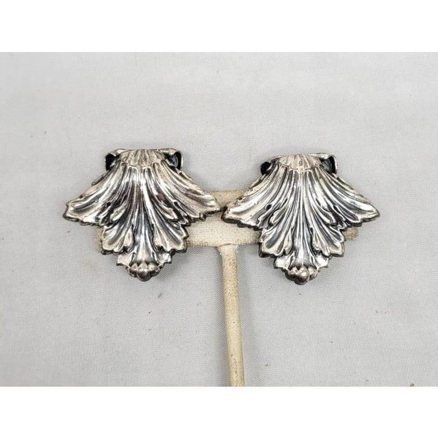 Vintage 1968 Signed Napier Book Piece Silvertone Leaf Clip Earrings - 2 Pieces For Sale In Philadelphia - Image 6 of 9