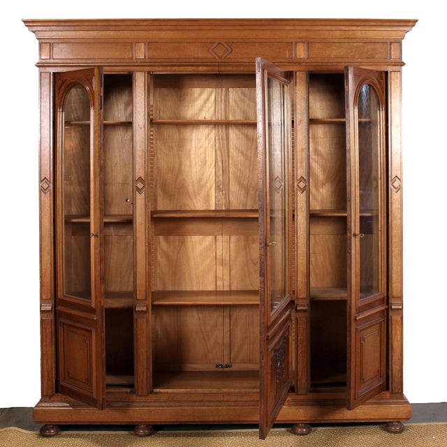 Early 20th Century Vintage French Walnut 3Door Bookcase Chairish