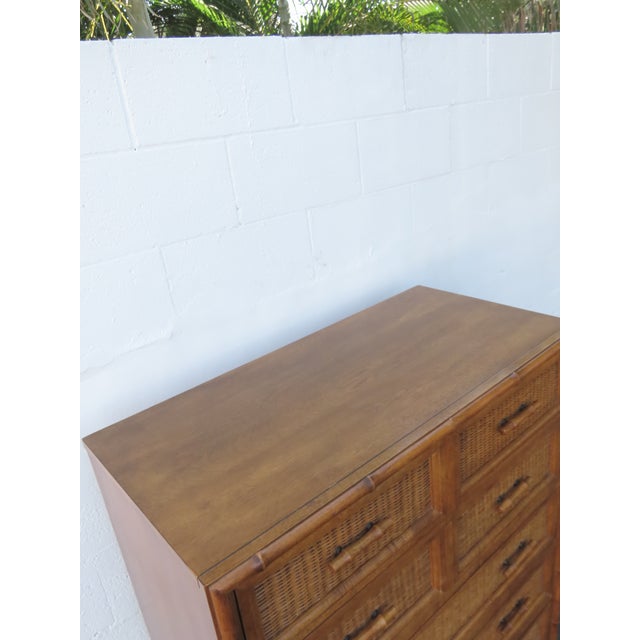American of Martinsville Hollywood Regency Rattan Tall Chest of Drawers 6447 For Sale - Image 10 of 13