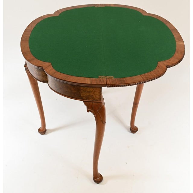 Queen Anne Burr Walnut Games Table, 1930s For Sale - Image 6 of 8