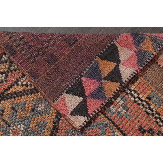 1970s Vintage Turkish Handmade Wool & Cotton Orange Runner Rug For Sale In San Francisco - Image 6 of 11