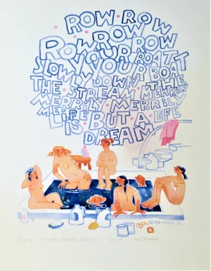 Rie Munoz, Singing in the Bath, Tenakee Springs, 1996
