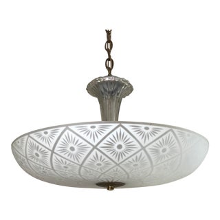 Vintage Atomic Saucer Glass & Lucite Pendant Light For Sale