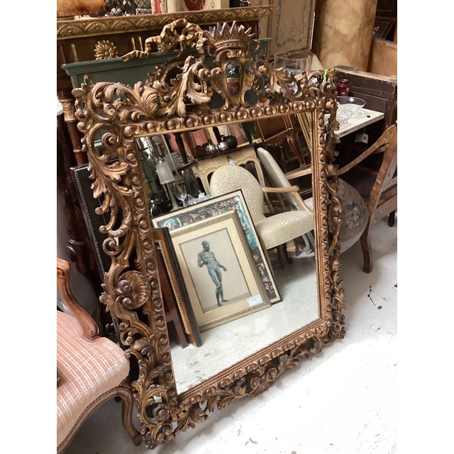 Antique Regency Armorial Crested & Crown Giltwood Mirror For Sale - Image 10 of 10