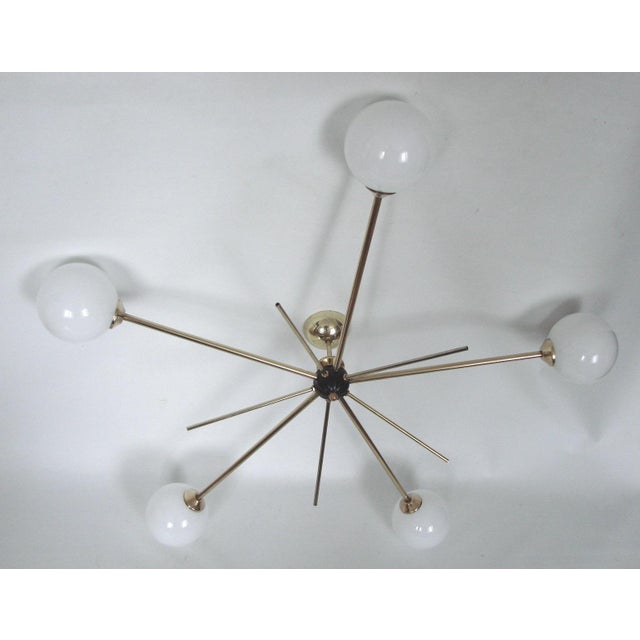 1960s Brass and Glass Chandelier from Stilnovo, 1960s For Sale - Image 5 of 7