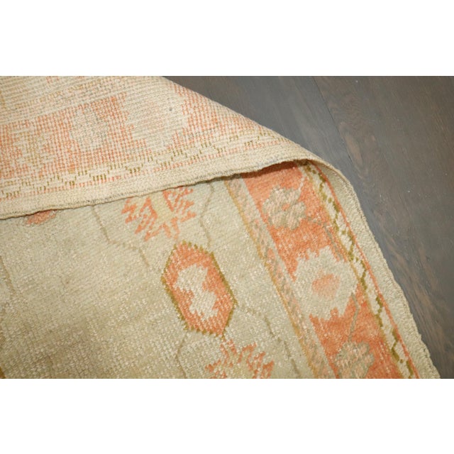 Antique Zabihi Collection Ivory Orange Oushak Rug - 3' x 5'1" For Sale - Image 4 of 9