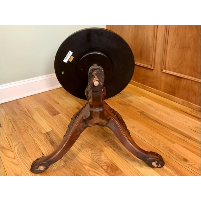 Vintage Round Mahogany Pedestal Inlaid Maitland Smith Side Table For Sale - Image 9 of 10