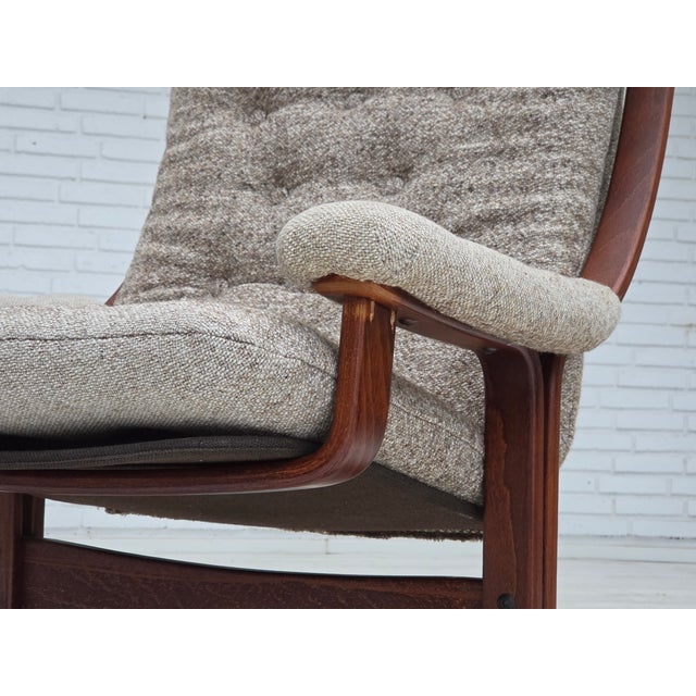 Norwegian Bentwood Armchair with Wool Fabric, 1970s For Sale - Image 13 of 15