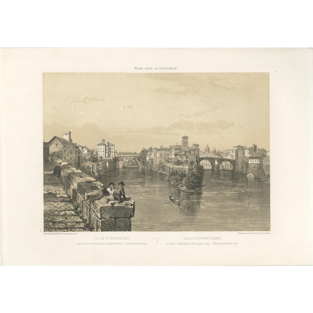 After Bayot, Rome Tiber Island & Ponte Rotto, San Bartolomeo, 1869, Print For Sale
