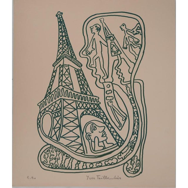 Yvon Taillandier, Paris, The Eiffel Tower in Green, Original Signed Screenprint For Sale - Image 6 of 6
