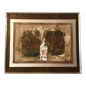 James Coignard, French Pop Art Modernist Textured Painting Abstract With Stencilled Letters, c.1960s