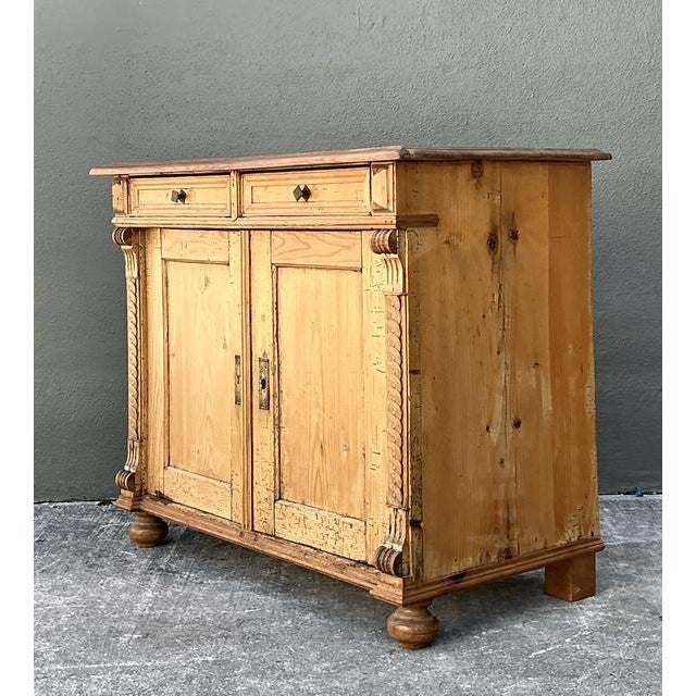 Vintage Carved Pine Cabinet For Sale - Image 4 of 12