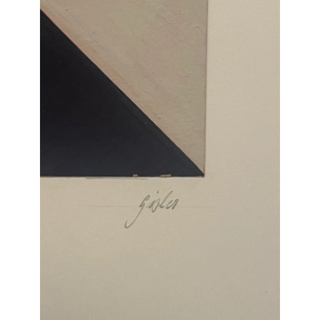 1964, Heinrich Gisler (1918-2011), Mid Century Modern Geometric Tempera Painting on Paper, Signed, Framed For Sale - Image 4 of 4