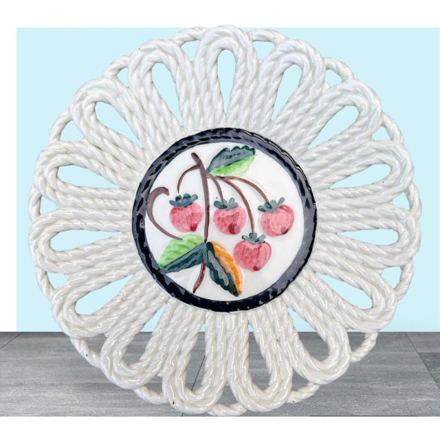 Ceramic Majolica Hand Painted Strawberries Ceramic Plate Made in Spain For Sale - Image 7 of 12