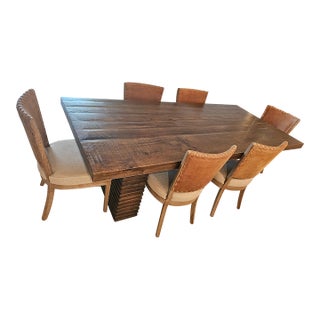 Modern Rustic Dining Set – Table + 6 Designer Chairs For Sale