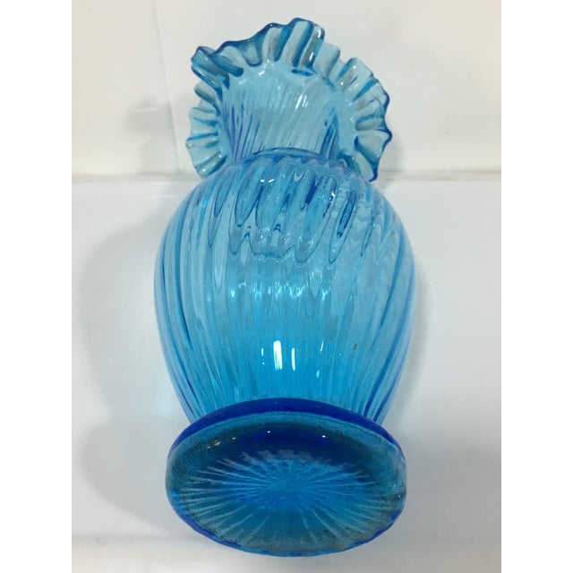 Midcentury Biedermeier Style Glass Vase Light Blue For Sale - Image 4 of 6