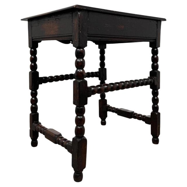 Antique 19th Century English Oak Bobbin-Turned Side Table For Sale - Image 9 of 12