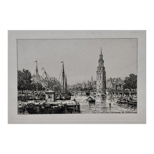 Tour De Montalban, Amsterdam: A 19th C. Etching by Maxime Lalanne, 1884 For Sale