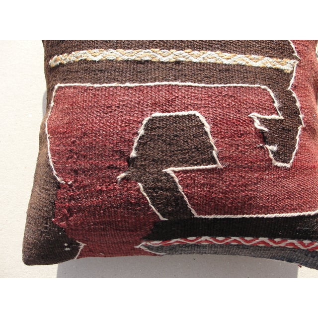 Burgundy Kilim Rug Pillow Cover 16" For Sale - Image 8 of 12