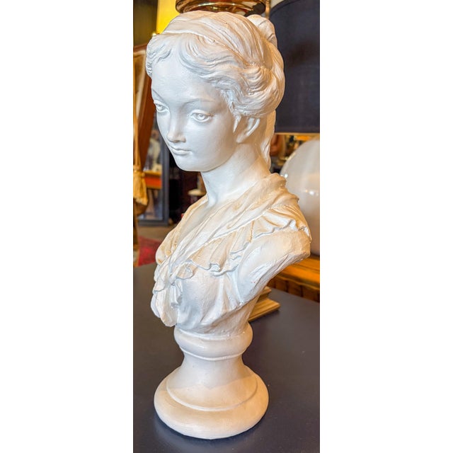 1960s Large Cast Plaster Bust of Young Lady For Sale - Image 4 of 7