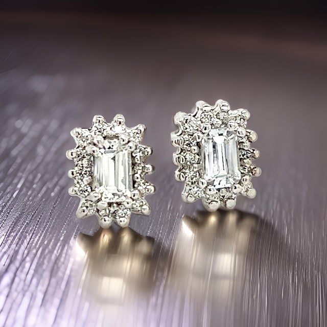 Natural Sapphire Diamond Stud Earrings 14k W Gold 0.94 TCW Certified For Sale - Image 13 of 16