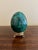 Late 20th Century Large Solid Malachite Egg on Neoclassical Brass Stand With Paw Feet For Sale - Image 5 of 10