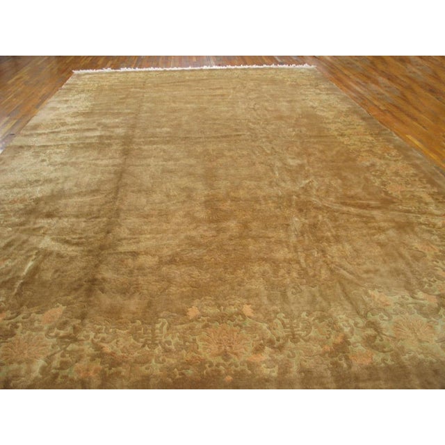 Textile Excellent Tan Taupe Color With Great Matelasse Pattern Design Antique Chinese Art Deco Rug For Sale - Image 7 of 8