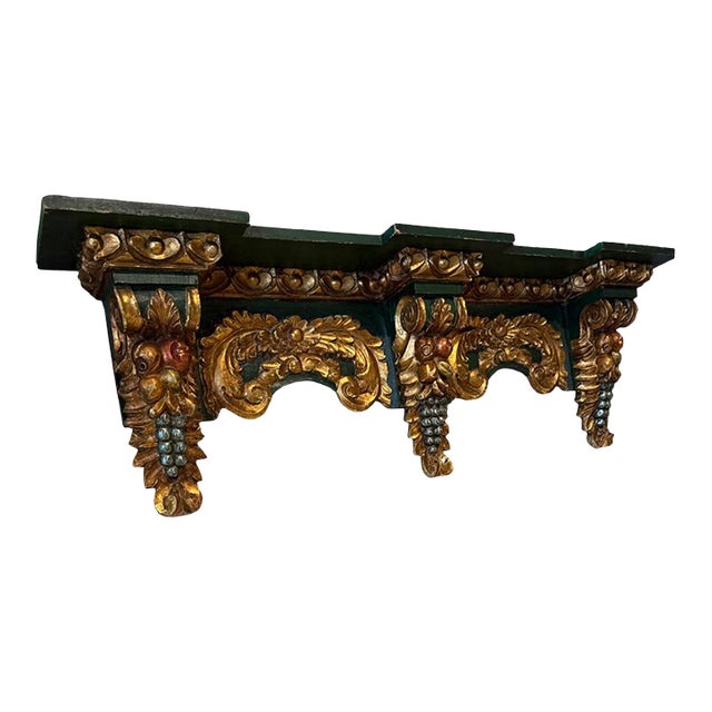 Antique Italian Painting and Gilded Wood Bracket. For Sale