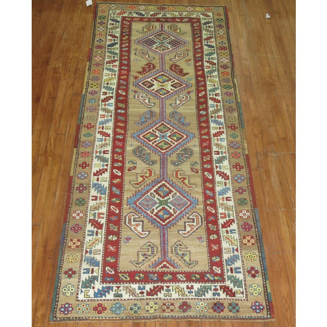 Persian Early 20th Century Camel Persian Serab Wide Runner - 3'11" x 9'10" For Sale - Image 3 of 5