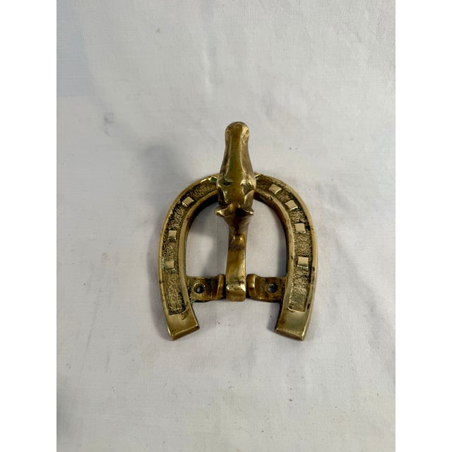 Mid 20th Century Vintage, English Horse and Horseshoe, Brass Doorknocker For Sale - Image 5 of 7
